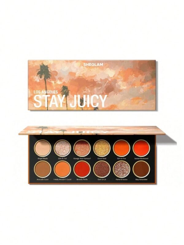 SHEGLAM Stay Juicy, La Palette 12-Colores Paleta De Sombras De Ojos Mate MetáLica Con Brillo Naranja Rojo