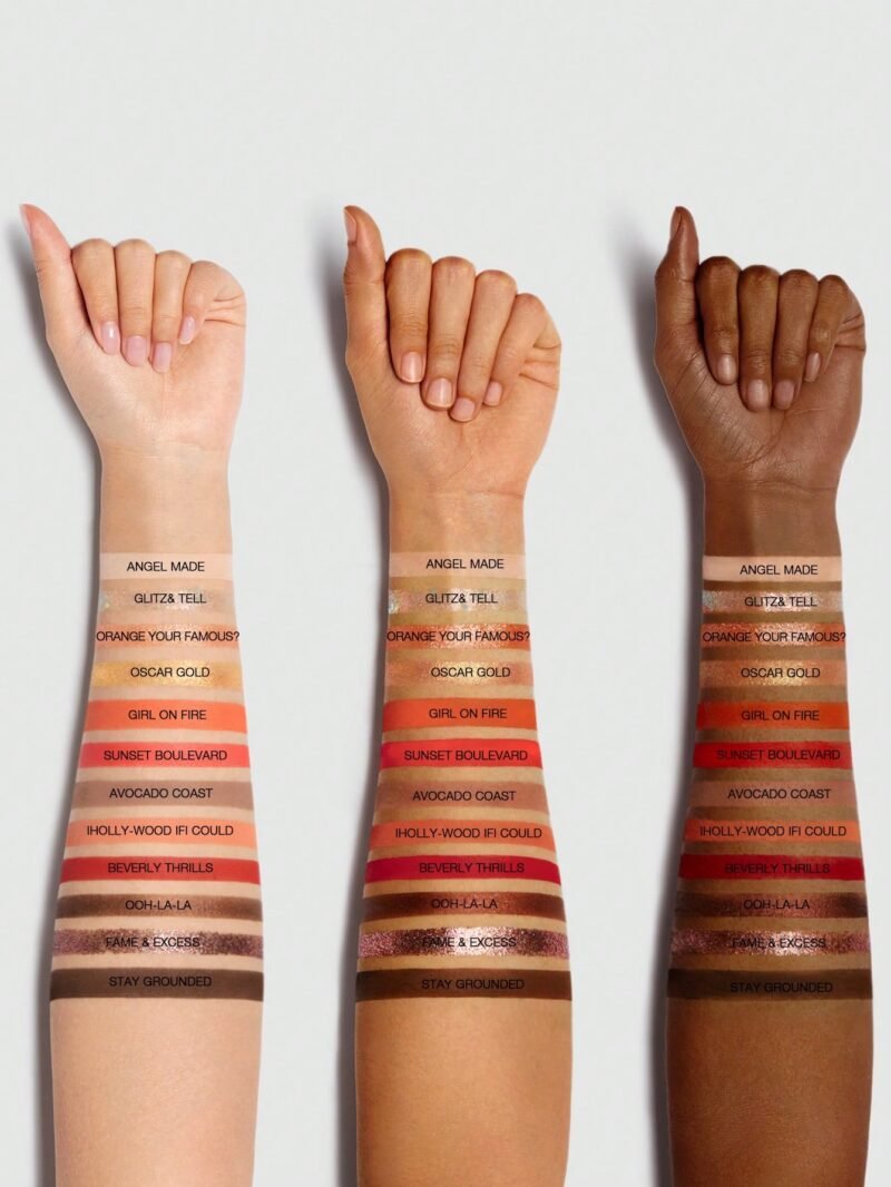 SHEGLAM Stay Juicy, La Palette 12-Colores Paleta De Sombras De Ojos Mate MetáLica Con Brillo Naranja Rojo
