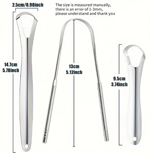 Juego de 3 Raspadores de Lengua de Acero Inoxidable