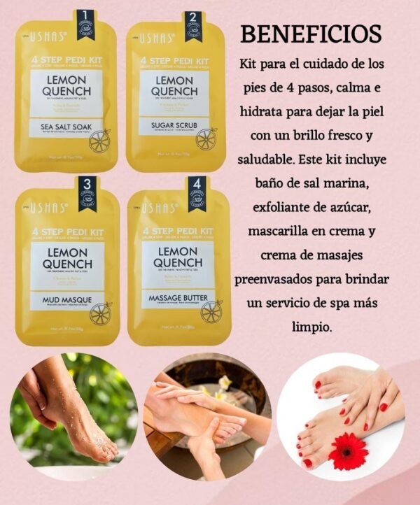Kit 4 Pasos para Pedicura de Pies de Ushas