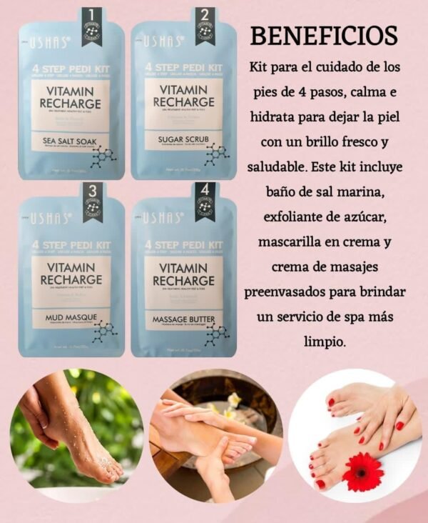Kit 4 Pasos para Pedicura de Pies de Ushas