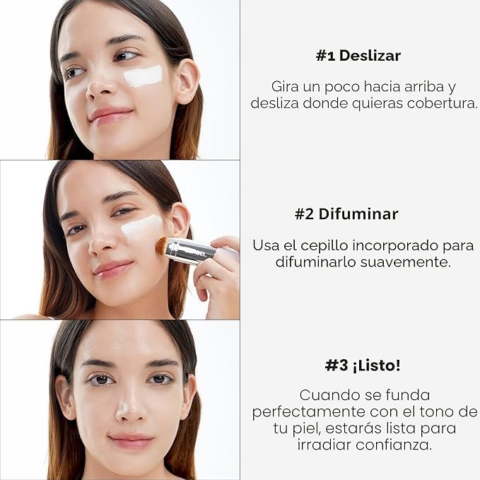 uso ELROEL Blanc Cover Cream Stick V White | Base Coreana en Barra con Brocha
