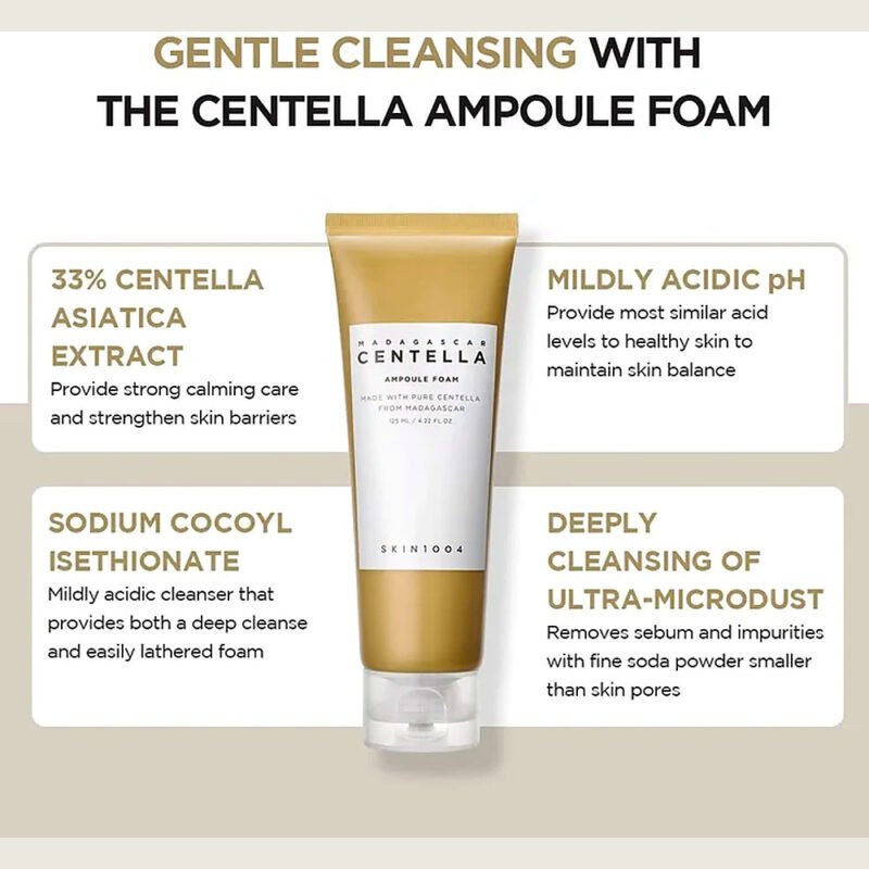 SKIN1004 Madagascar Centella Ampoule Foam 125 ml | Limpiador Facial Coreano Calmante